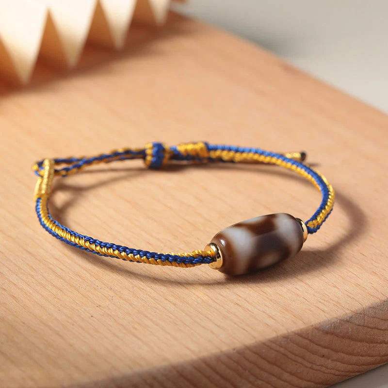 Braccialetto di perline Dzi tibetano a tre occhi Buddha Stones Luck Happiness - Image 3