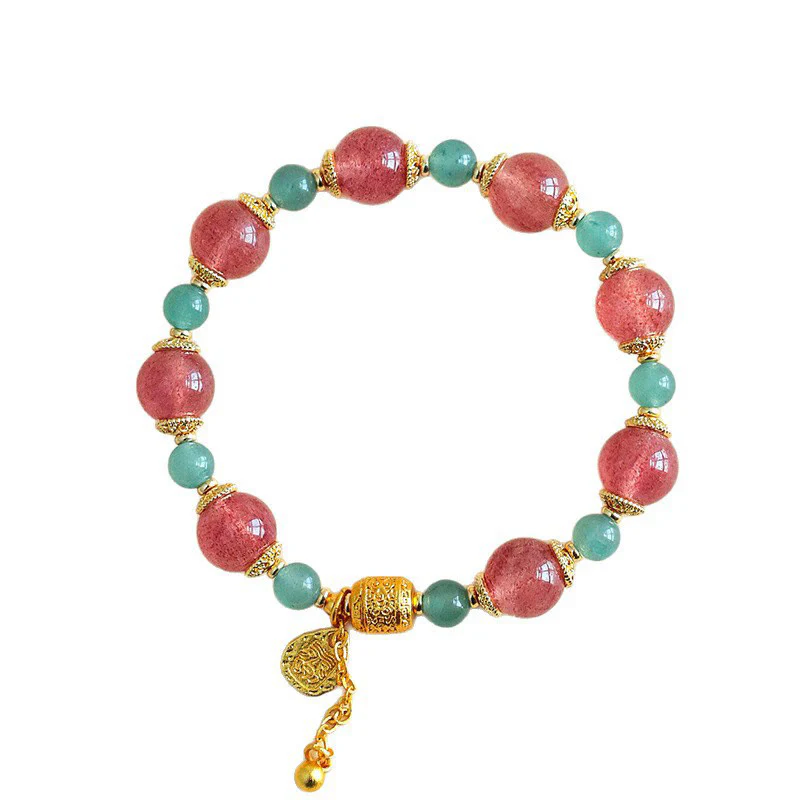 Braccialetto di perline positive curative in quarzo fragola naturale con pietra di luna Buddha Stones - Image 10