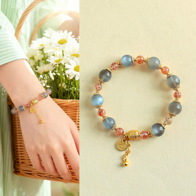 Braccialetto di perline positive curative in quarzo fragola naturale con pietra di luna Buddha Stones - Image 14