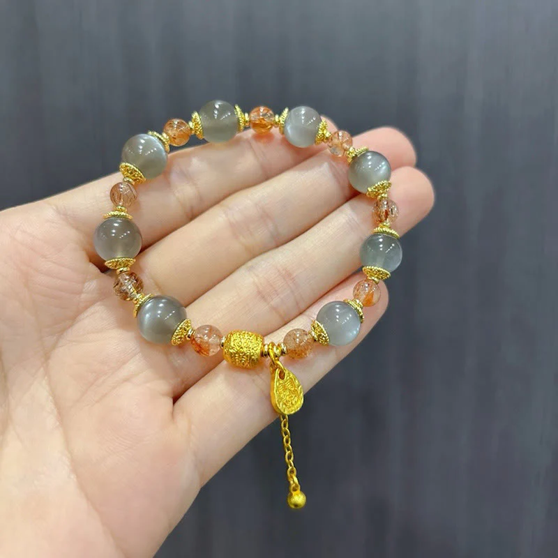 Braccialetto di perline positive curative in quarzo fragola naturale con pietra di luna Buddha Stones - Image 19