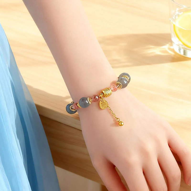 Braccialetto di perline positive curative in quarzo fragola naturale con pietra di luna Buddha Stones - Image 20