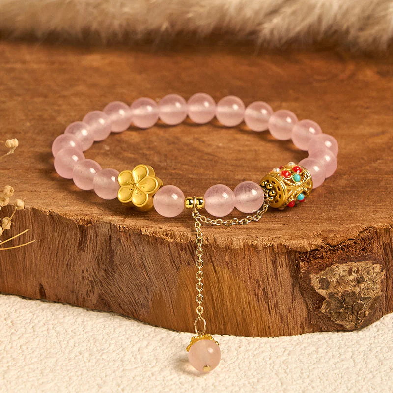 Braccialetto di positività con fiori di pietra di cristallo di agata bianca tibetana Buddha Stones - Image 11