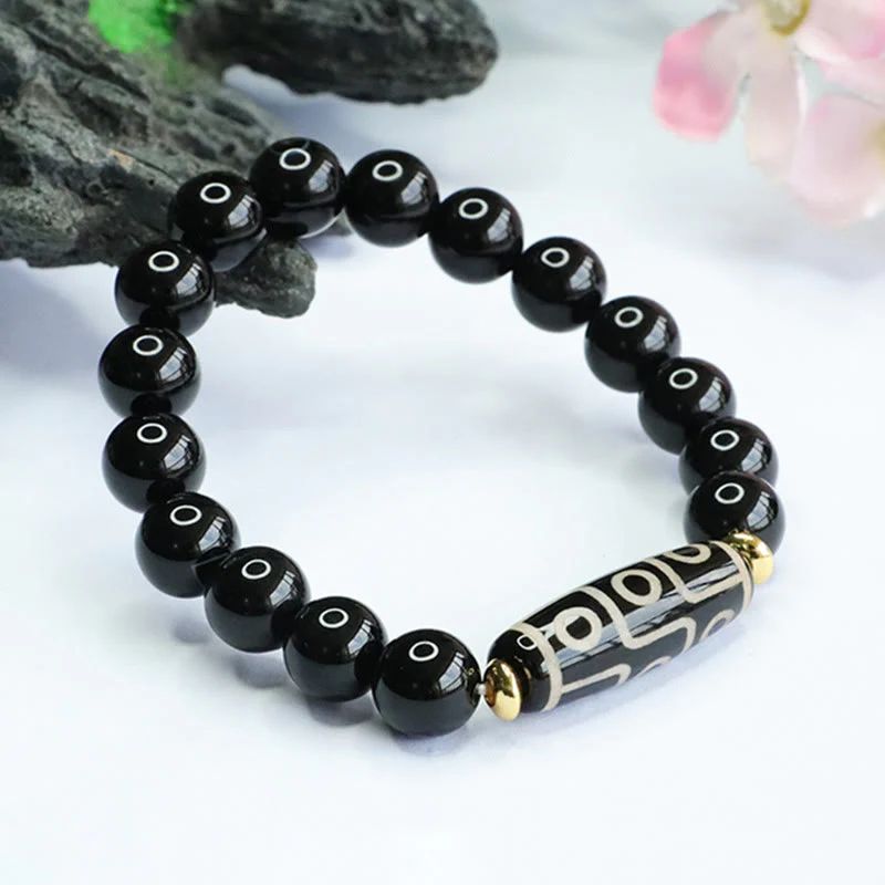 Braccialetto di potere in onice nero con perline Dzi tibetane a nove occhi Buddha Stones - Image 3
