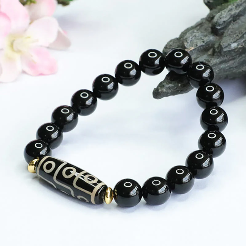 Braccialetto di potere in onice nero con perline Dzi tibetane a nove occhi Buddha Stones - Image 4