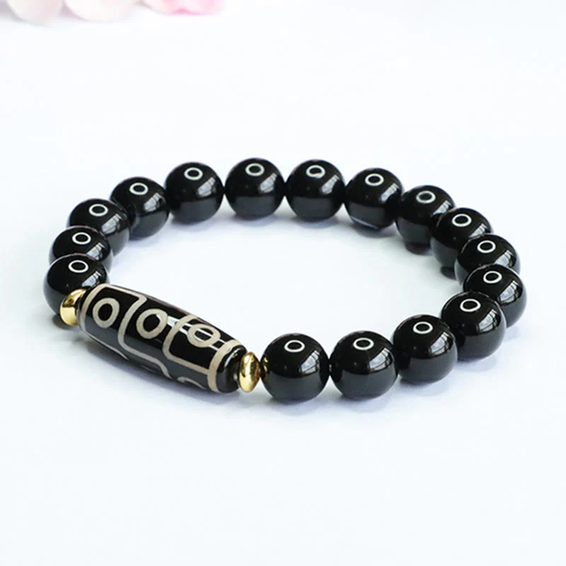 Braccialetto di potere in onice nero con perline Dzi tibetane a nove occhi Buddha Stones - Image 5