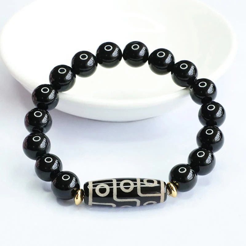 Braccialetto di potere in onice nero con perline Dzi tibetane a nove occhi Buddha Stones - Image 7