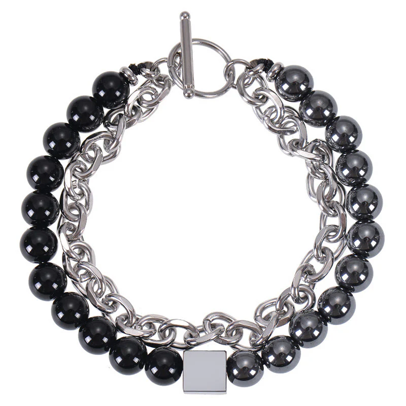 Braccialetto di protezione a doppio giro in acciaio al titanio con magnetite nera, occhio di tigre colorato e pietra smerigliata Buddha Stones - Image 22