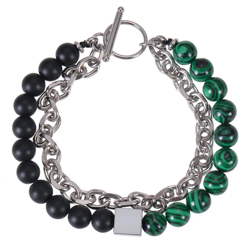 Braccialetto di protezione a doppio giro in acciaio al titanio con magnetite nera, occhio di tigre colorato e pietra smerigliata Buddha Stones - Image 27