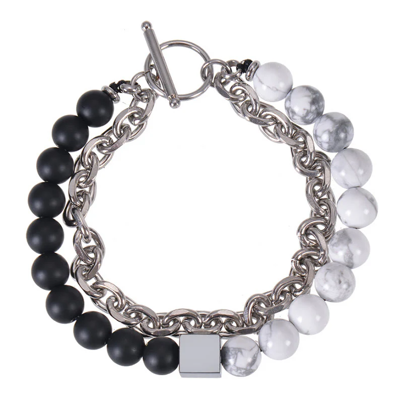 Braccialetto di protezione a doppio giro in acciaio al titanio con magnetite nera, occhio di tigre colorato e pietra smerigliata Buddha Stones - Image 29