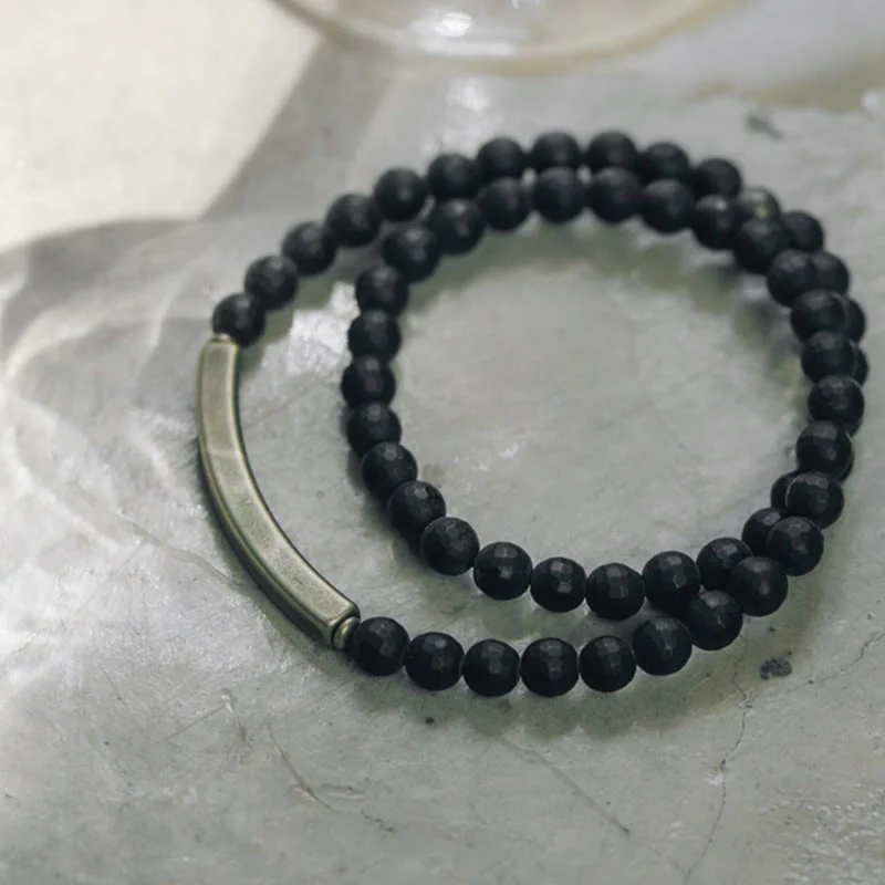 Braccialetto di protezione a doppio giro in ottone e rame con superficie tagliata smerigliata Buddha Stones - Image 8