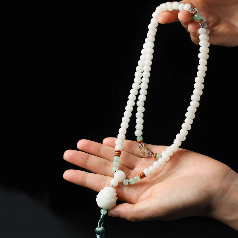 Braccialetto di protezione con 108 perle di Mala di semi di Bodhi bianchi Buddha Stones - Image 3