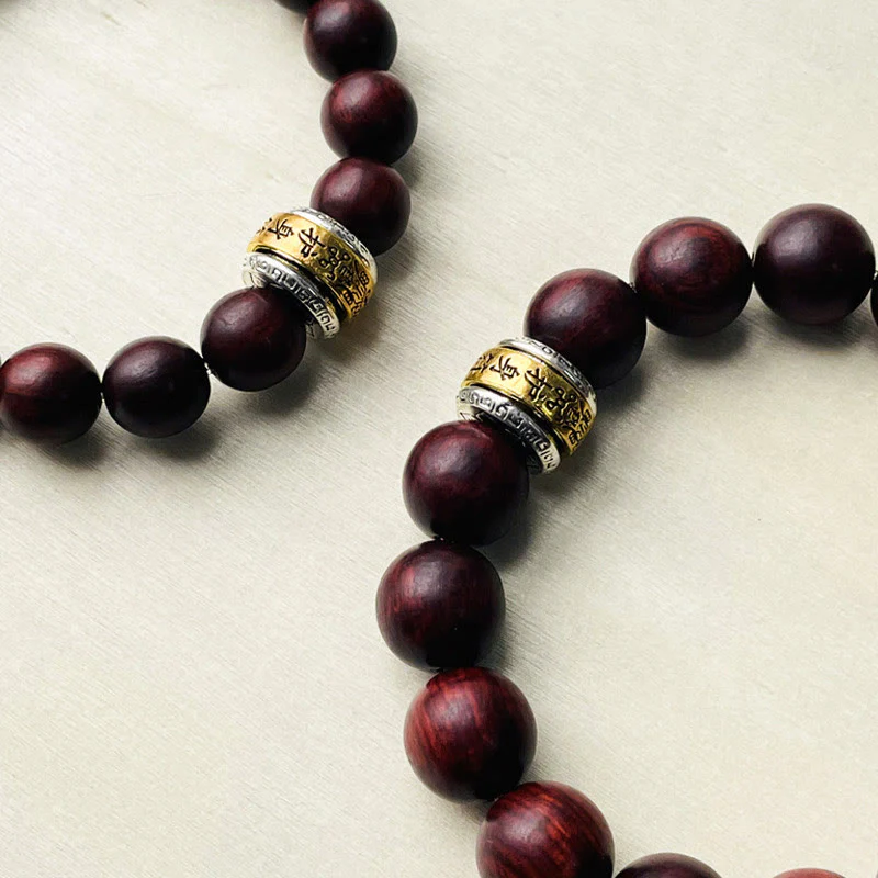 Braccialetto di protezione con amuleto in legno di sandalo rosso con piccola foglia Buddha Stones - Image 7