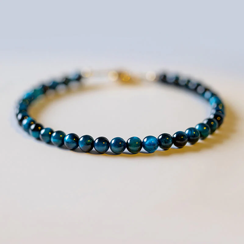Braccialetto di protezione con catena in pietra naturale occhio di tigre blu Buddha Stones - Image 12