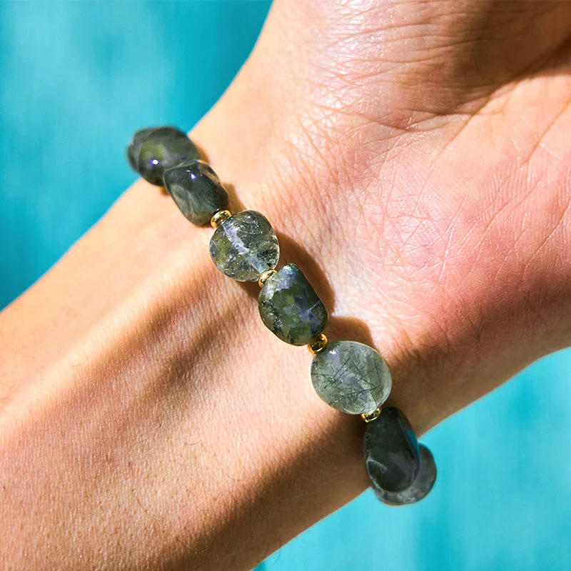 Braccialetto di protezione con corda intrecciata in quarzo rutilato verde Buddha Stones - Image 4