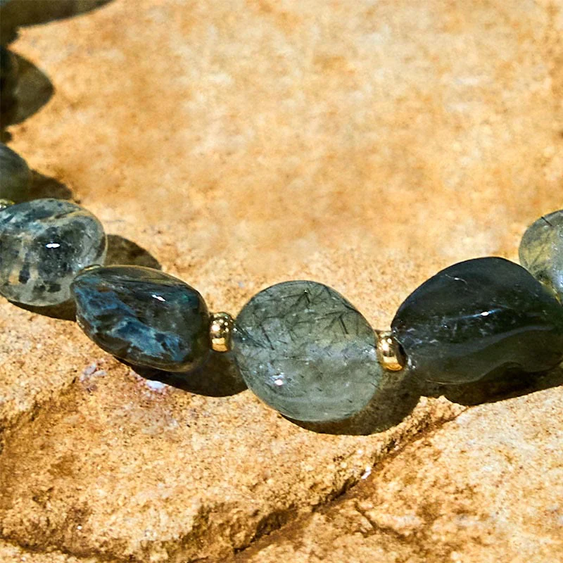 Braccialetto di protezione con corda intrecciata in quarzo rutilato verde Buddha Stones - Image 5