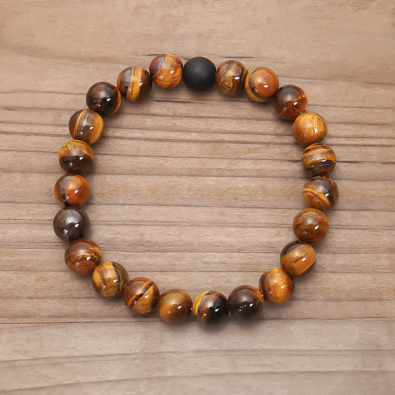 Braccialetto di protezione con nappa in occhio di tigre Buddha Stones, 108 perline Mala - Image 5
