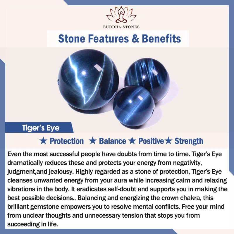 Braccialetto di protezione con occhio di tigre blu Buddha Stones - Image 12