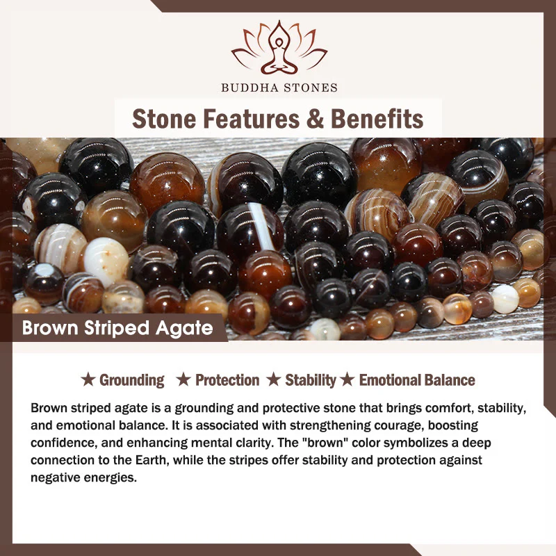 Braccialetto di protezione con perline di agata striata marrone scuro e gatto siamese color cioccolato Buddha Stones - Image 7
