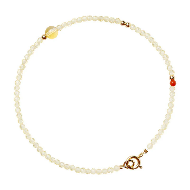 Braccialetto di protezione con perline di rame placcate in oro 14K e citrino ultrasottile da 2 mm Buddha Stones - Image 12