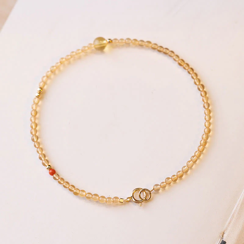 Braccialetto di protezione con perline di rame placcate in oro 14K e citrino ultrasottile da 2 mm Buddha Stones - Image 13