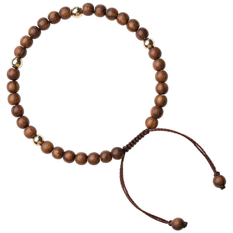 Braccialetto di protezione con perline di rame placcate in oro 14K e legno di sandalo ultrasottile da 4 mm Buddha Stones - Image 13