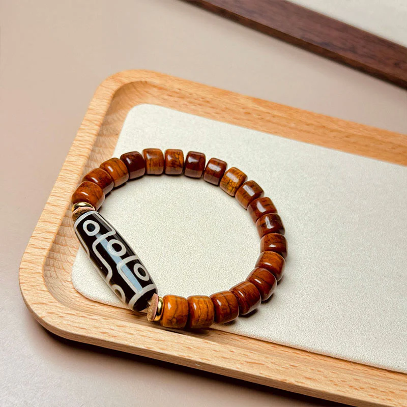 Braccialetto di protezione con perline di osso tibetane e Buddha Stones, perline Dzi a nove occhi - Image 2