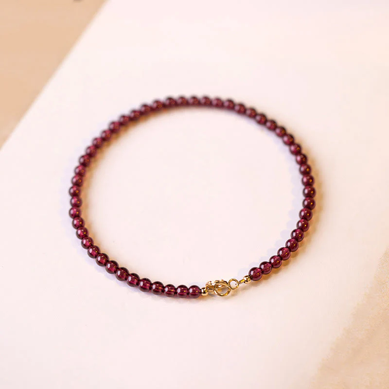 Braccialetto di protezione con perline ultrasottili di granato naturale piccolo da 3 mm Buddha Stones - Image 4