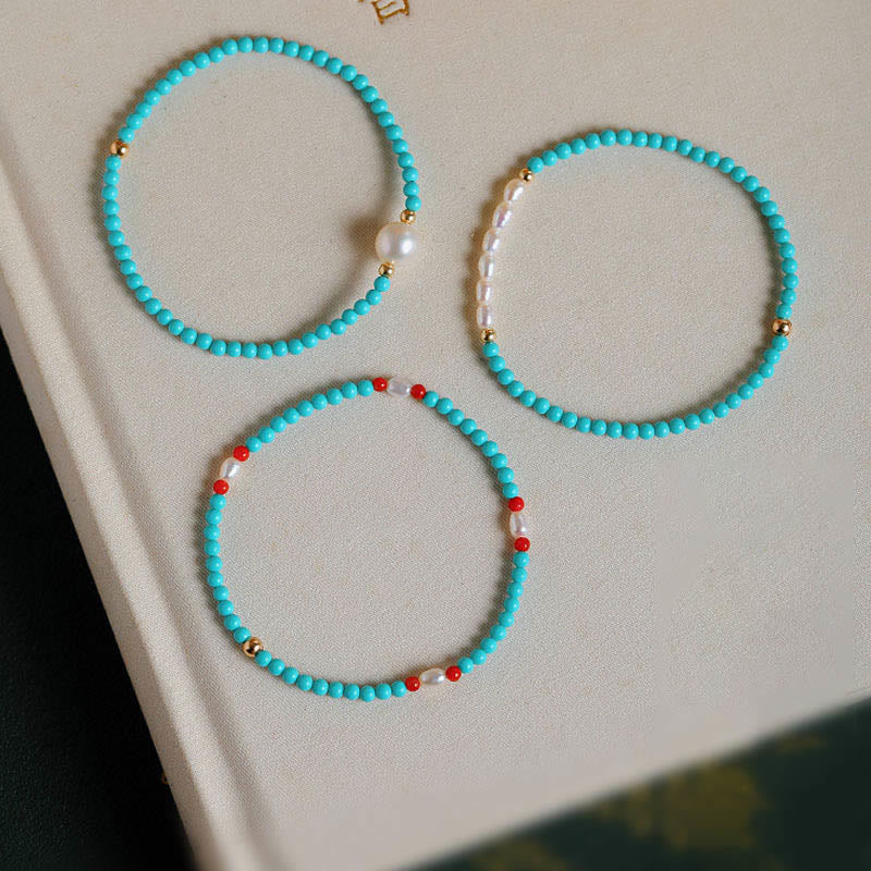 Braccialetto di protezione con piccole perle di agata rossa e turchese Buddha Stones - Image 19