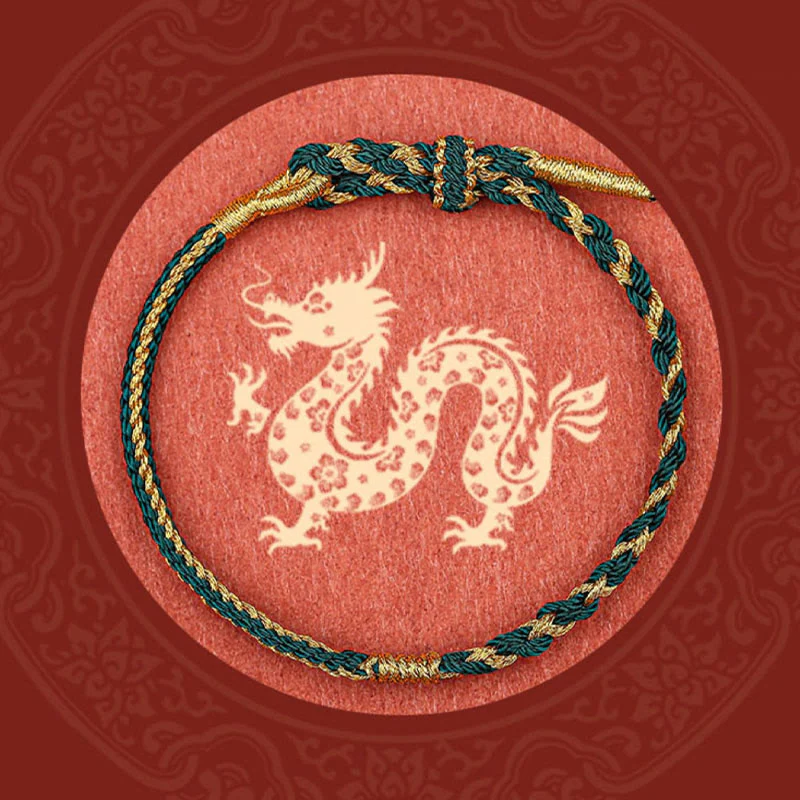 Braccialetto di protezione con treccia in corda, fatto a mano con Buddha Stones , zodiaco cinese, coniglio, gallo, topo, cavallo, drago - Image 14