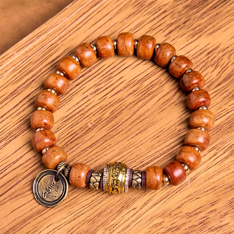 Braccialetto di protezione dalla fortuna in sanscrito OM con perline di osso di cammello tibetano naturale di Buddha Stones - Image 3