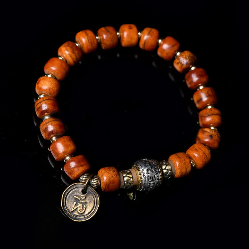 Braccialetto di protezione dalla fortuna in sanscrito OM con perline di osso di cammello tibetano naturale di Buddha Stones - Image 8