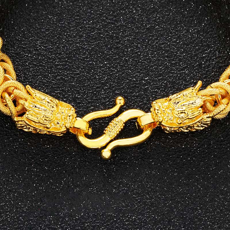 Braccialetto di protezione del drago a doppia testa placcato oro 24k Buddha Stones - Image 4