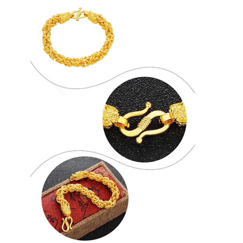 Braccialetto di protezione del drago a doppia testa placcato oro 24k Buddha Stones - Image 7
