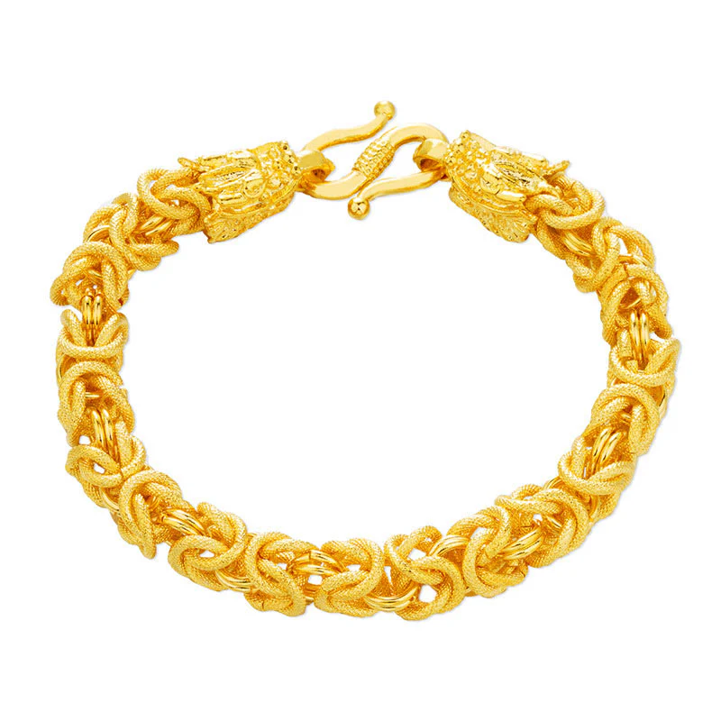 Braccialetto di protezione del drago a doppia testa placcato oro 24k Buddha Stones - Image 8