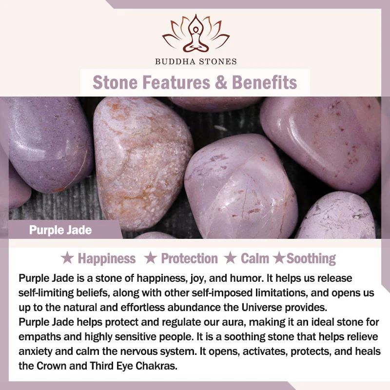 Braccialetto di protezione della felicità in giada viola Buddha Stones - Image 4
