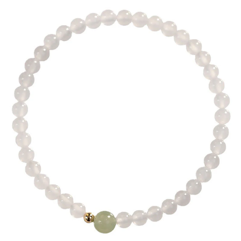 Braccialetto di protezione della fortuna in giada agata bianca naturale Buddha Stones - Image 8