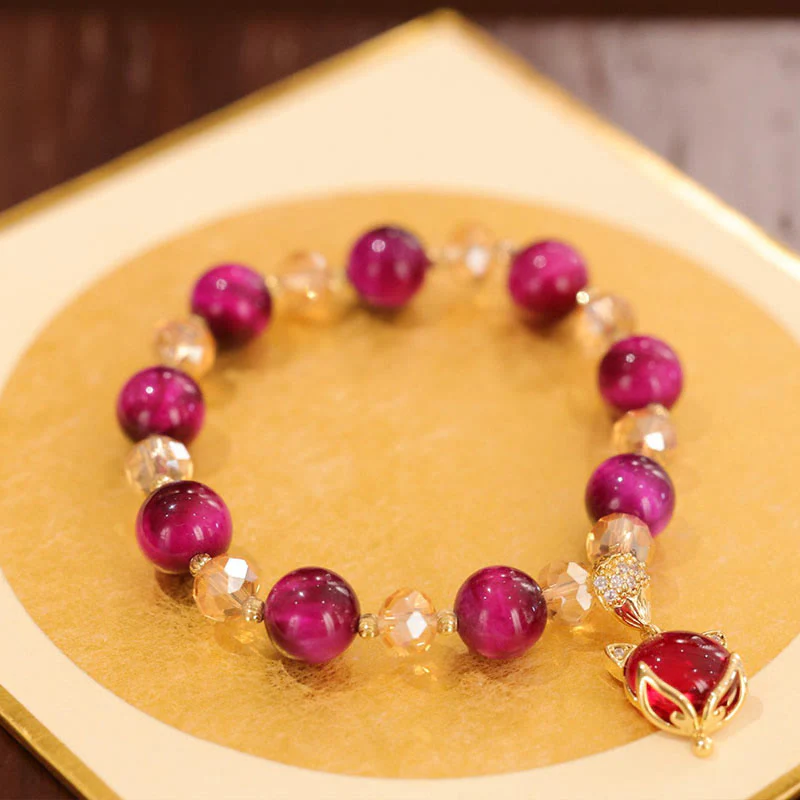 Braccialetto di protezione della volpe PiXiu con occhio di tigre rosso Buddha Stones - Image 4
