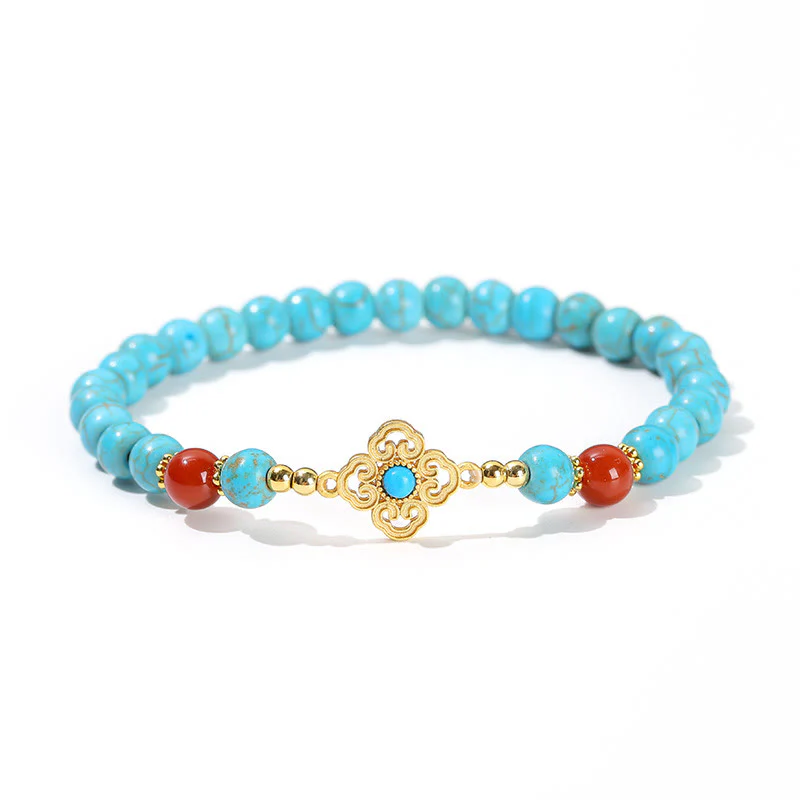 Braccialetto di protezione dell'equilibrio con perline turchesi Buddha Stones