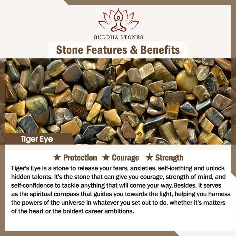 Braccialetto di protezione e coraggio con perline di pietra occhio di tigre e pietre Buddha Stones - Image 4