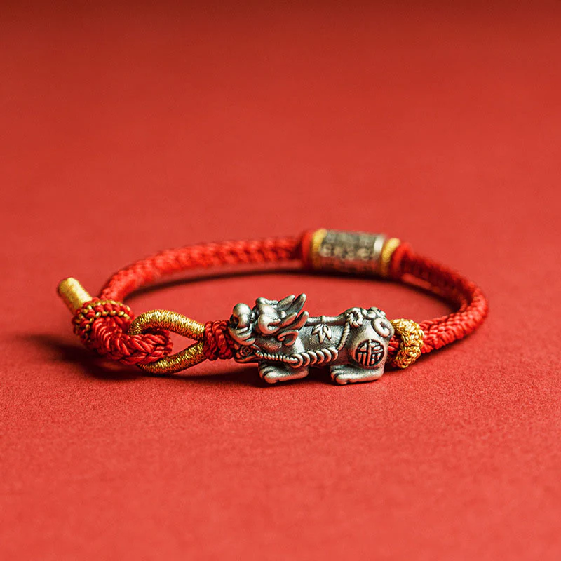 Braccialetto di protezione in argento sterling 925 Buddha Stones , Pixiu Om Mani Padme Hum