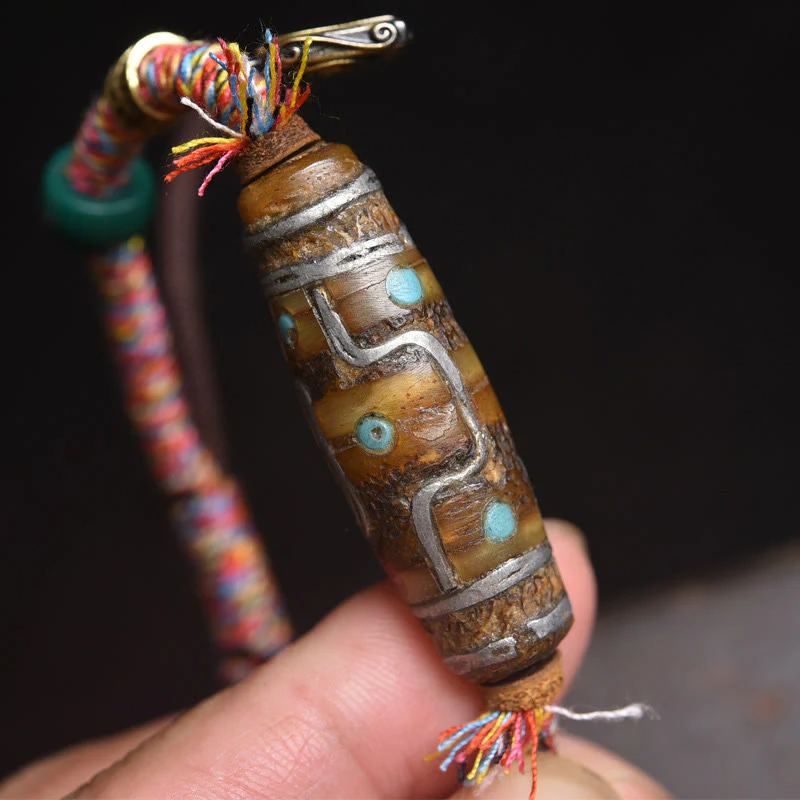 Braccialetto di protezione in corda con perline Dzi tibetane a nove occhi, fatto a mano, Buddha Stones - Image 2