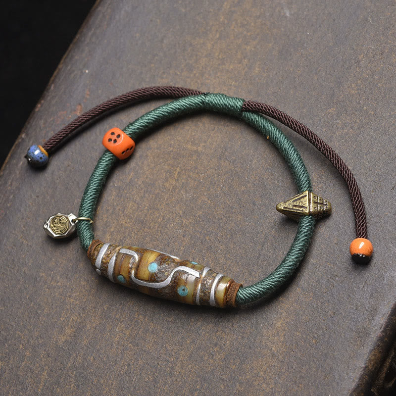 Braccialetto di protezione in corda con perline Dzi tibetane a nove occhi, fatto a mano, Buddha Stones - Image 8