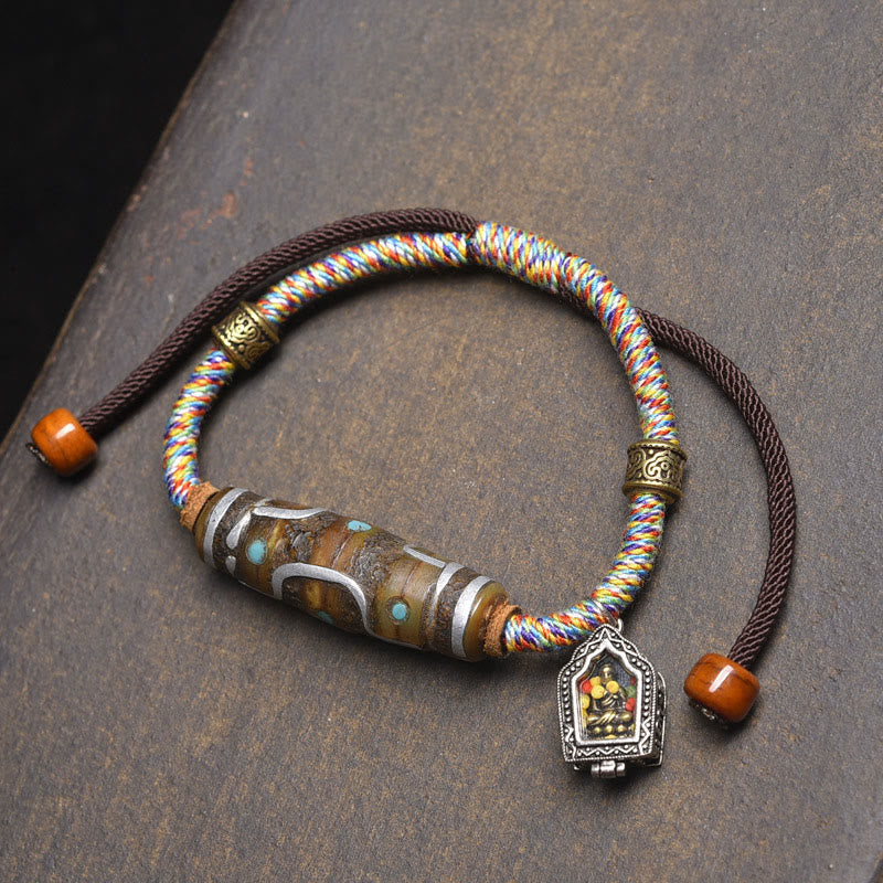 Braccialetto di protezione in corda con perline Dzi tibetane a nove occhi, fatto a mano, Buddha Stones - Image 9