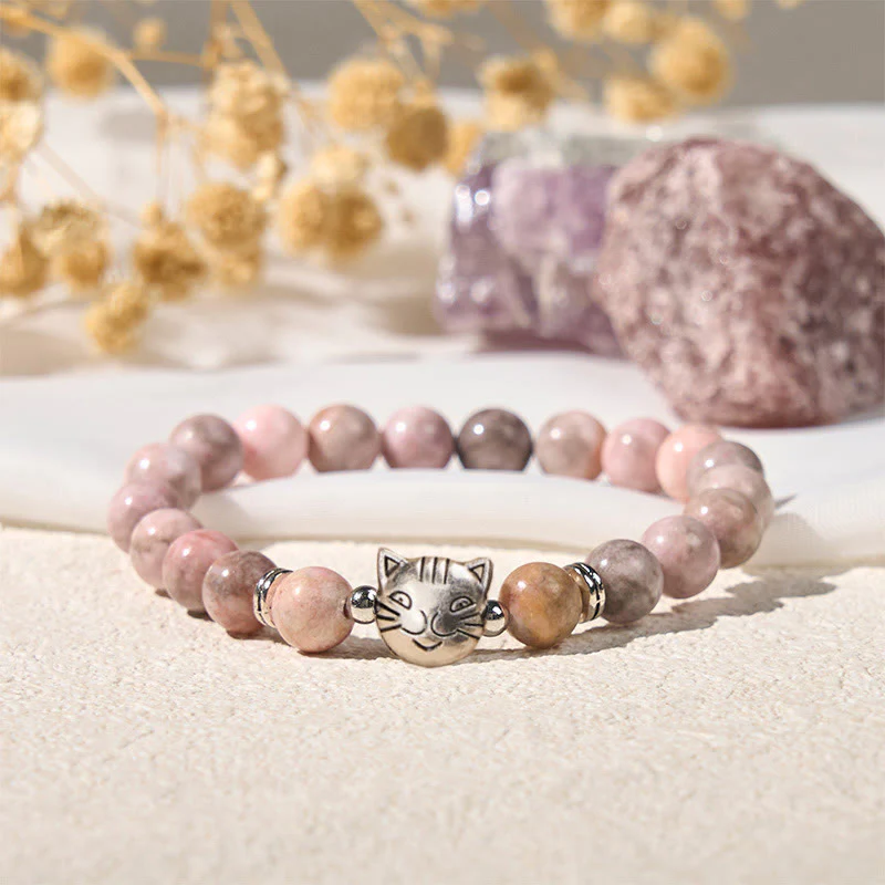 Braccialetto di protezione in diaspro zebrato con motivo a gatto Buddha Stones da 8 mm - Image 4
