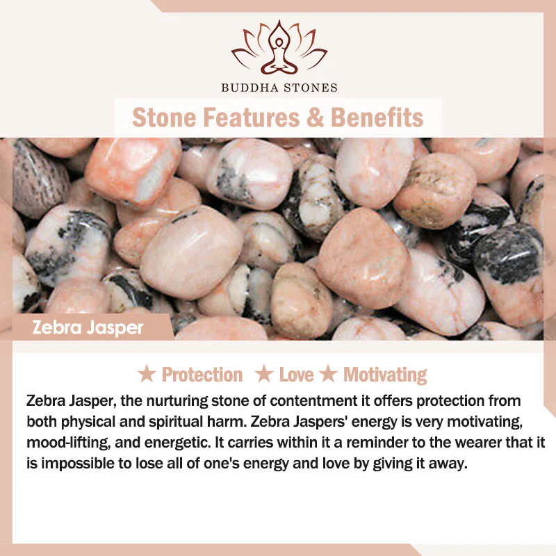 Braccialetto di protezione in diaspro zebrato con motivo a gatto Buddha Stones da 8 mm - Image 7