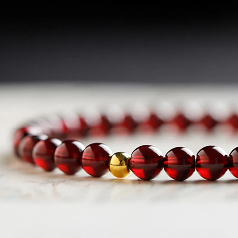 Braccialetto di protezione in granato naturale con pesce koi in oro 999 Buddha Stones - Image 12