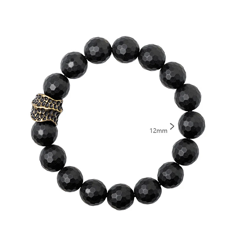 Braccialetto di protezione in ottone e rame con onice nero opaco Buddha Stones - Image 3