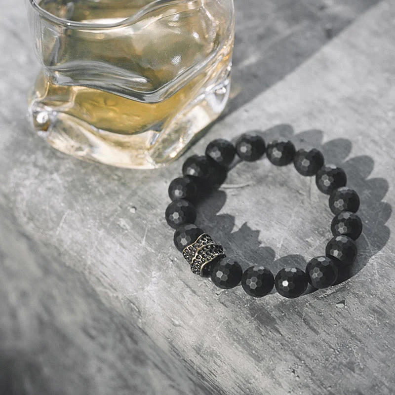 Braccialetto di protezione in ottone e rame con onice nero opaco Buddha Stones - Image 9