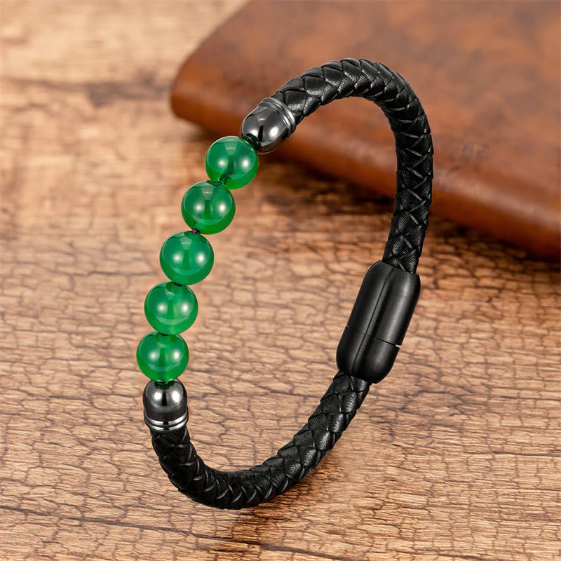 Braccialetto di protezione in pelle con perline di lapislazzuli , Buddha Stones blu, occhio di tigre, onice nero e pietra lavica - Image 8