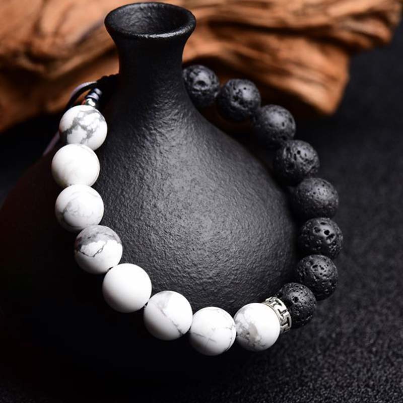 Braccialetto di protezione in pietra lavica Yin Yang Buddha Stones - Image 3